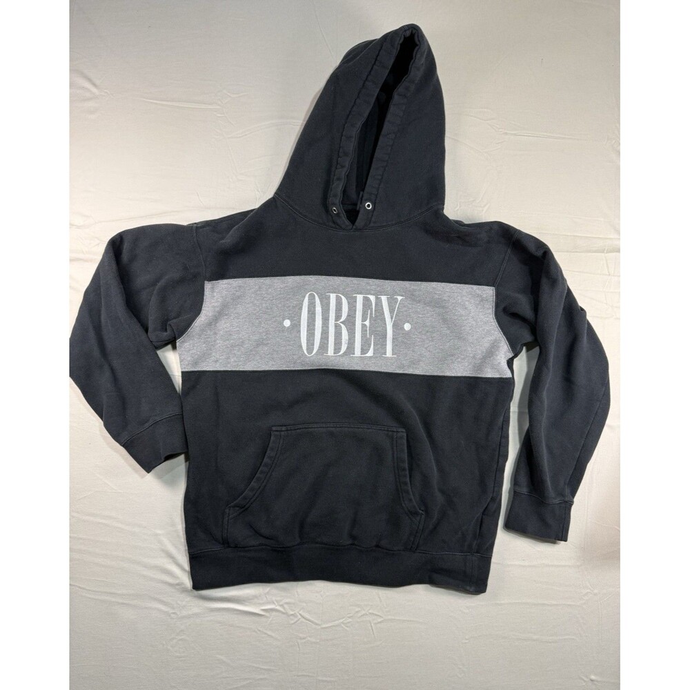 Obey Skateboards Logo Hoodie – Gray – Size M – Pullover